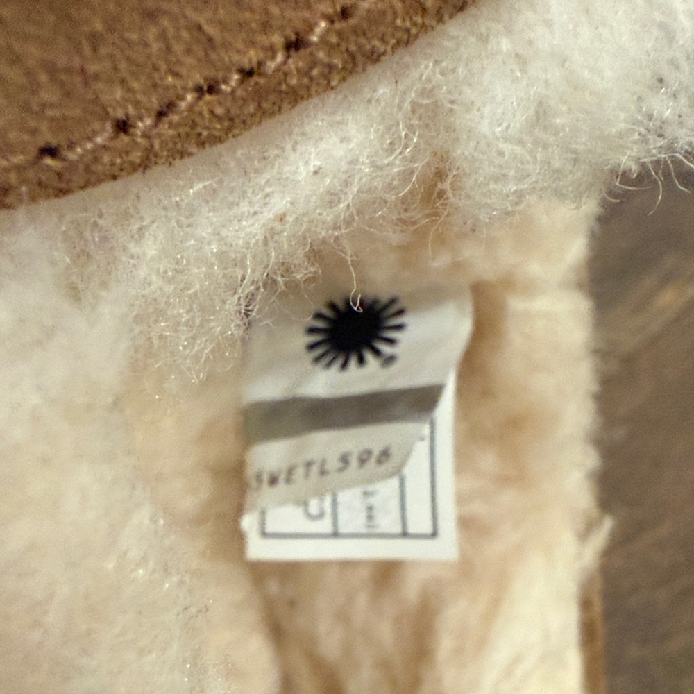 UGG Ansley Chestnut Suede Slippers with Plush Lining - Picture 2 of 3